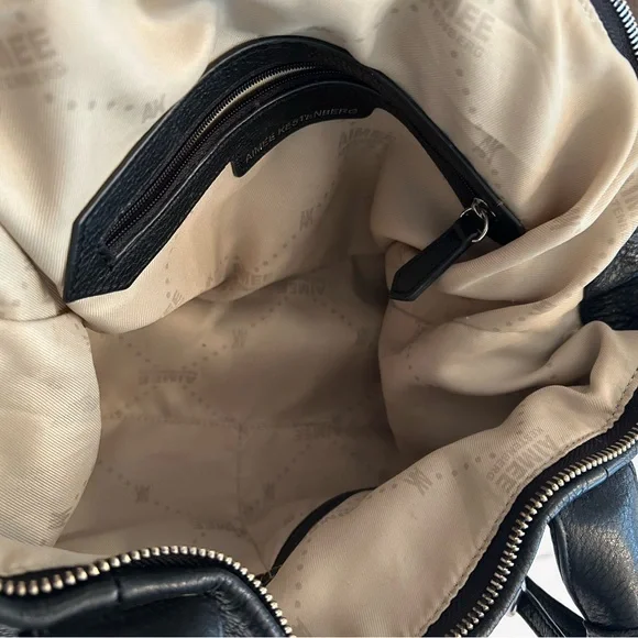 Black Pebbled Leather Top-Handle Tote - Picture 12 of 14